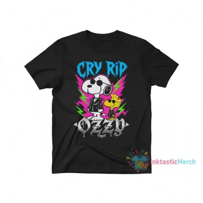 Snoopy Crying RIP Ozzy Osbourne T-Shirt - Tribute Fan Tee