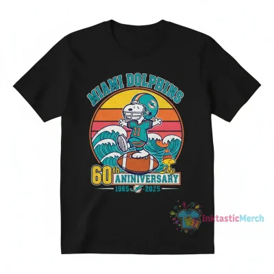 Snoopy Peanuts Miami Dolphins 60th Anniversary 1965-2025 Ornament