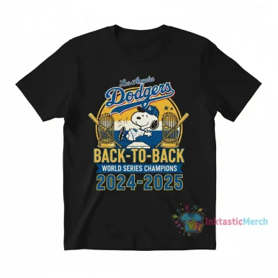 Snoopy x Los Angeles Dodgers World Series Champions 2024 Back-to-Back 2025 Shirt