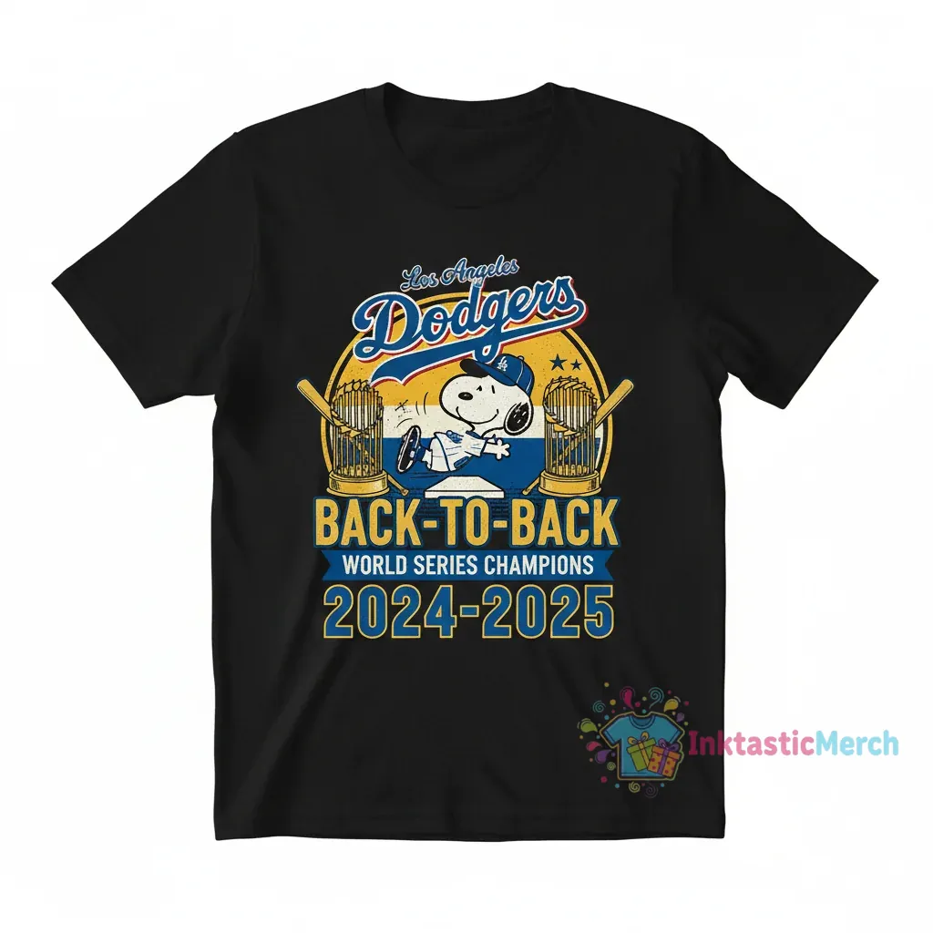 Snoopy x Los Angeles Dodgers World Series Champions 2024 Back-to-Back 2025 Shirt 1 Snoopy x Los Angeles Dodgers World Series Champions 2024 Back-to-Back 2025 Shirt
