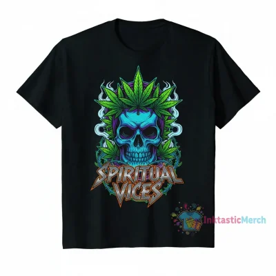 Spiritual Vices Weed Skull T-Shirt | Unique Graphic Tee
