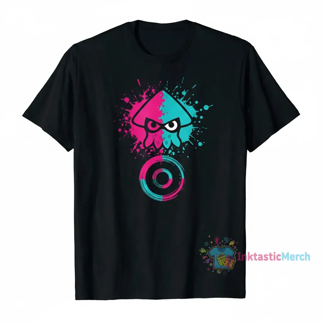 Squid Splatoon Men's Heavyweight T-Shirt - Black, Size S 1 Squid Splatoon Men's Heavyweight T-Shirt - Black, Size S