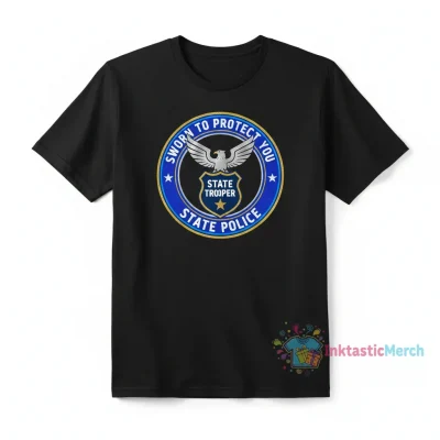 State Trooper T-Shirt: Sworn to Protect | Men's Heavyweight Black S