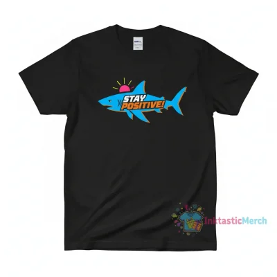Stay Positive Shark Men's Heavyweight T-Shirt - Black, Size S