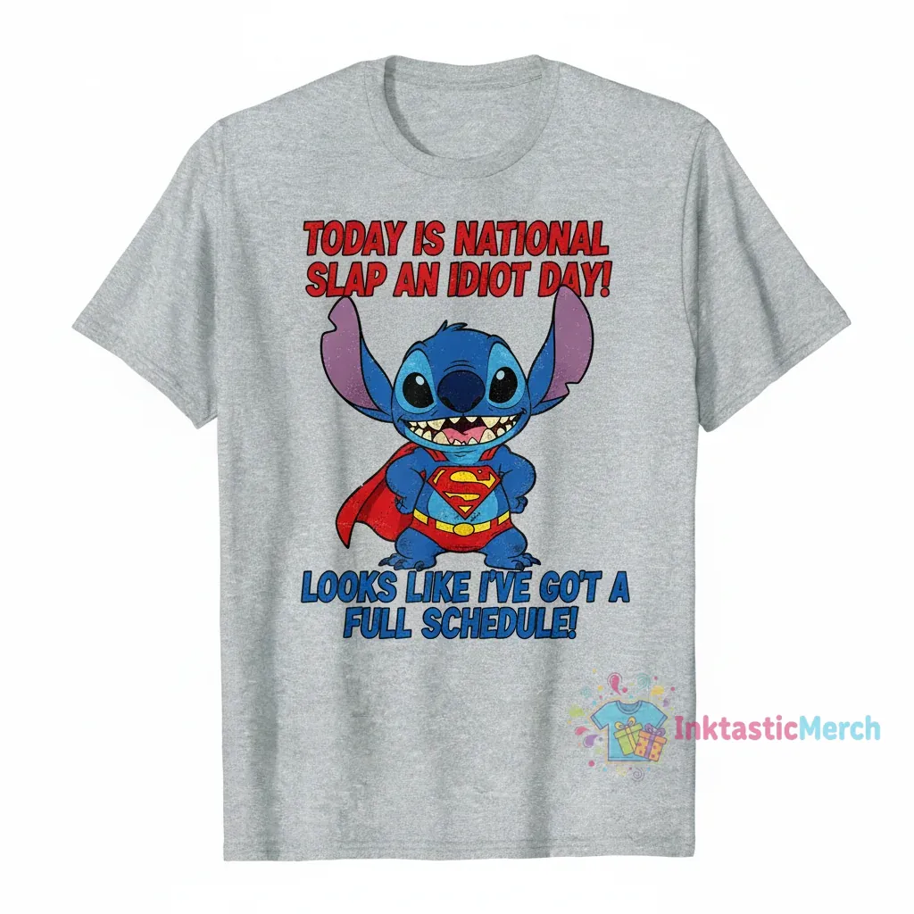 Stitch Superman National Slap an Idiot Day 'Full Schedule' Shirt 1 Stitch Superman National Slap an Idiot Day 'Full Schedule' Shirt