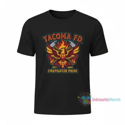 Tacoma FD Men's Heavyweight Logo T-Shirt - Durable Black, Size S