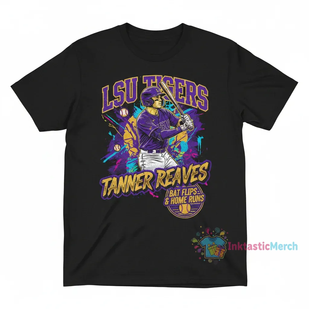 Tanner Reaves LSU Tigers Baseball Airbrush 90s Bootleg T-Shirt 1 Tanner Reaves LSU Tigers Baseball Airbrush 90s Bootleg T-Shirt