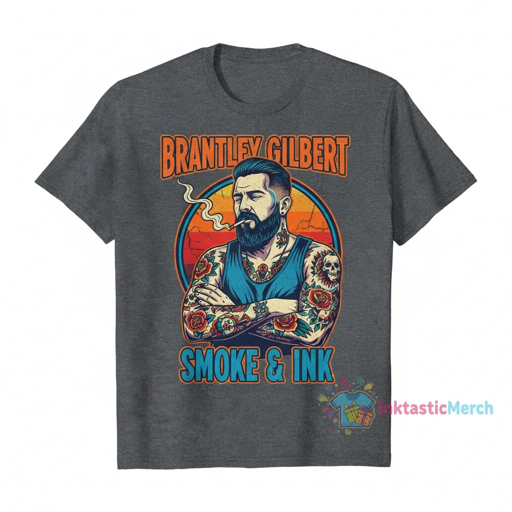 Brantley Gilbert Smoking Tattoo Tee 1 Brantley Gilbert Smoking Tattoo Tee
