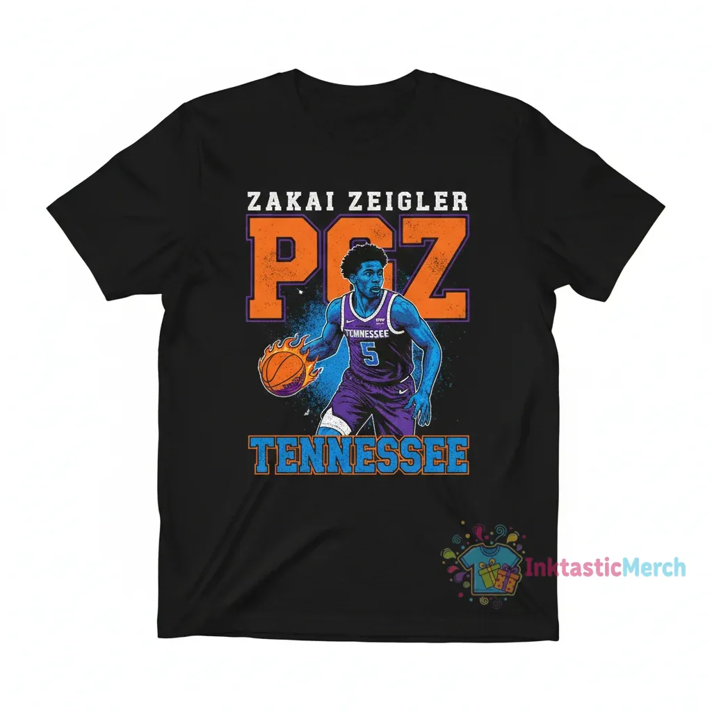 Tennessee Basketball Zakai Zeigler PGZ T-Shirt | Fan Gear Apparel 1 Tennessee Basketball Zakai Zeigler PGZ T-Shirt | Fan Gear Apparel