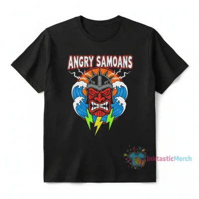 The-Angry-Samoans Heavyweight Black T-Shirt for Men - Size S