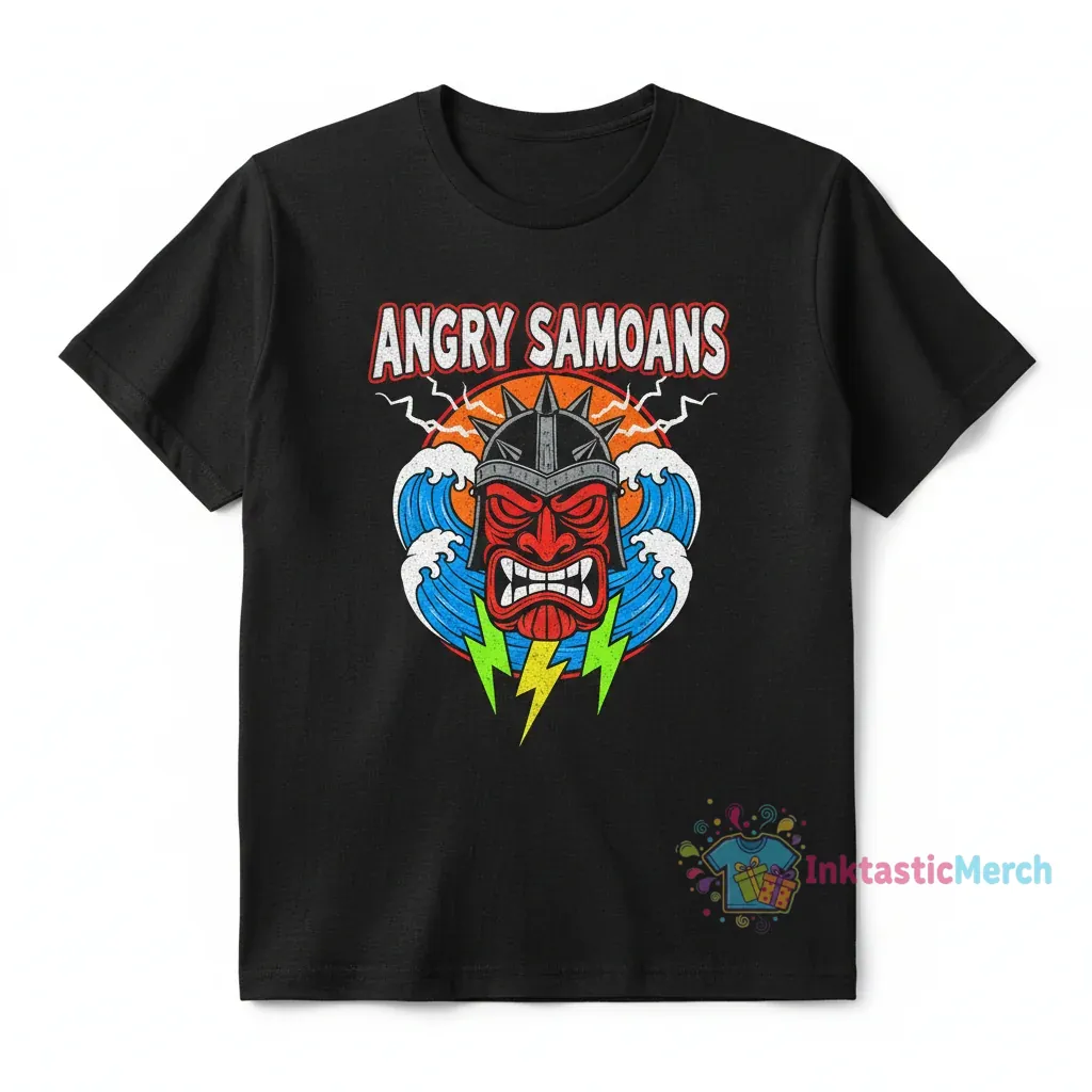 The-Angry-Samoans Heavyweight Black T-Shirt for Men - Size S 1 The-Angry-Samoans Heavyweight Black T-Shirt for Men - Size S