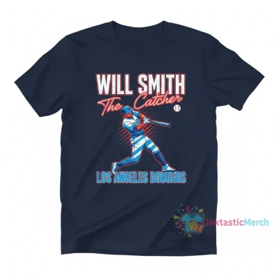 Will Smith Los Angeles Dodgers Autographed Baseball Player Signature T-Shirt