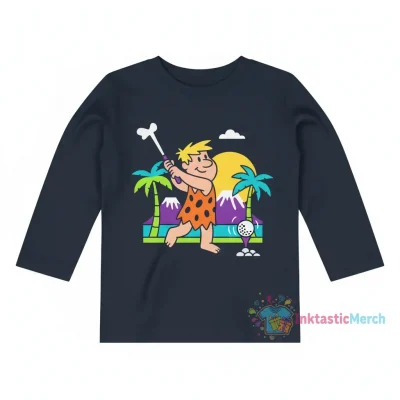 The Flintstones, Barney Rubble, Golf, 3/4 Short Sleeve Woman / Short Kids Long Sleeve T Shirts Kids's 5-6T Navy