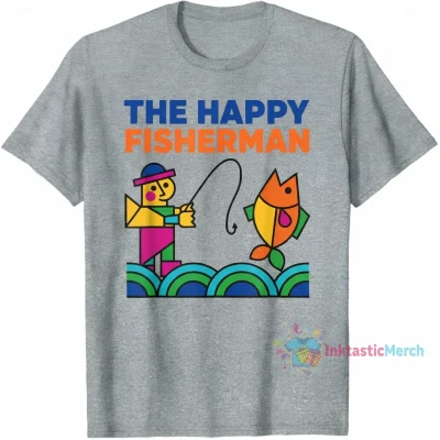 The Happy Fisherman New Trending T shirt Men's Heavyweight T-shirt M Sport grey