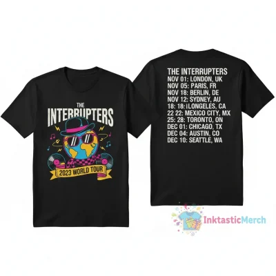 The Interrupters 2023 World Tour Men's Black Heavyweight T-Shirt - Size S