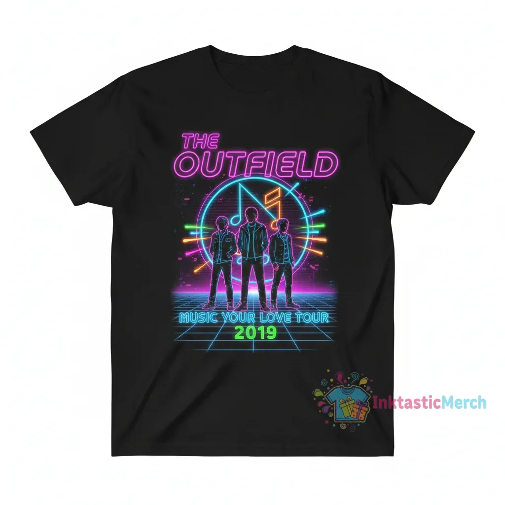 The Outfield Band Music Your Love Tour 2019 T-Shirt - Black, Men's Heavyweight 1 The Outfield Band Music Your Love Tour 2019 T-Shirt - Black, Men's Heavyweight