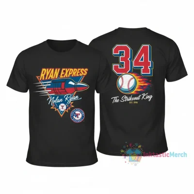 The Ryan Express Texas Rangers Nolan Ryan Player Nickname Signature 2-Sided Shirt