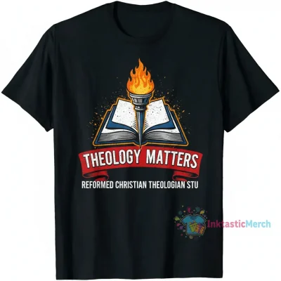 Theology Matters Reformed Christian T-Shirt | Men's Heavyweight S Black