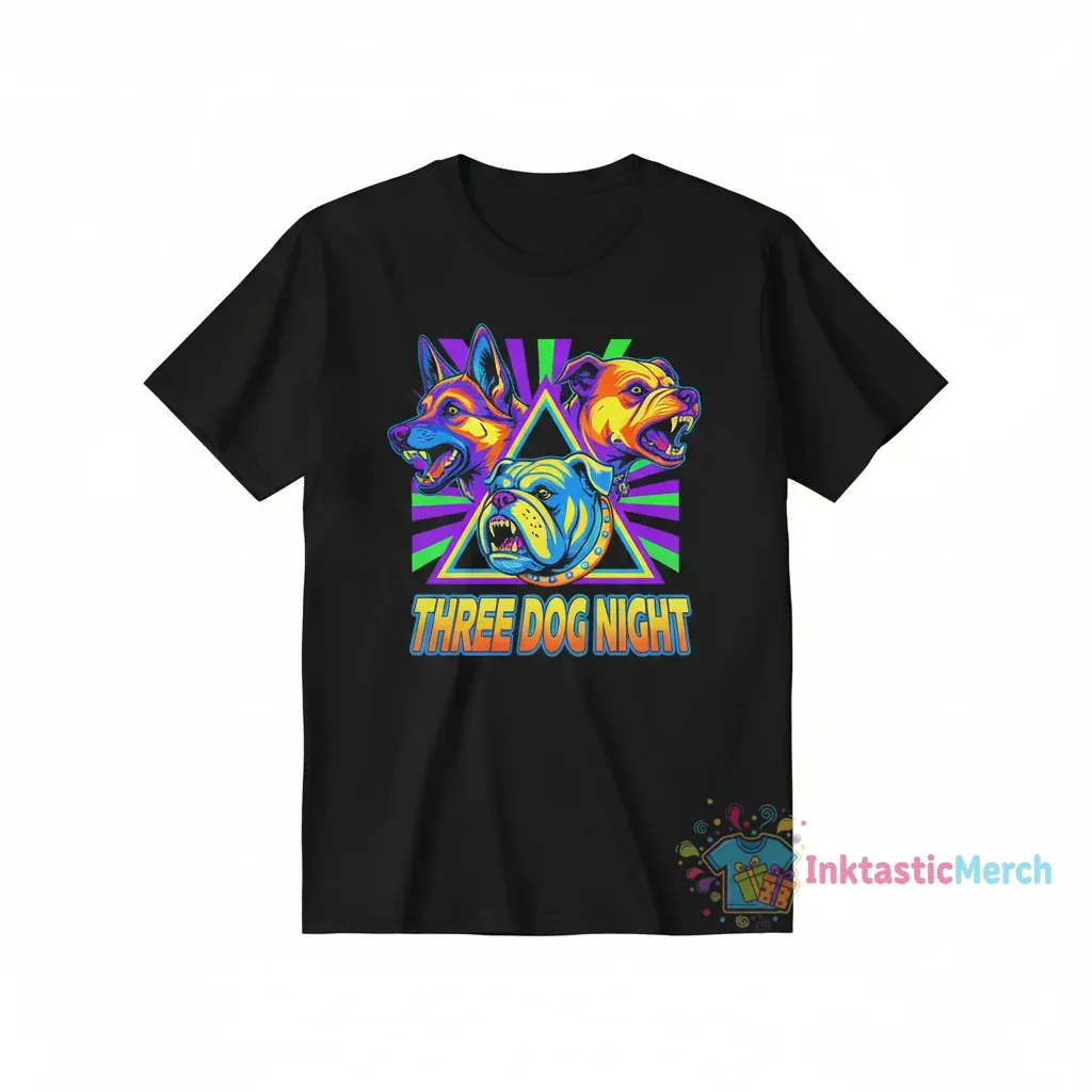 Three Dog Night Men's Heavyweight Black T-Shirt - Size S 1 Three Dog Night Men's Heavyweight Black T-Shirt - Size S