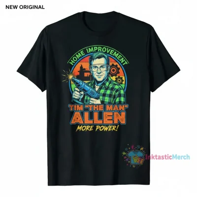 Tim Allen Vintage Graphic T-Shirt | Tim the Tool Man Allen Men's Heavyweight Cotton Tee | Black, Size S