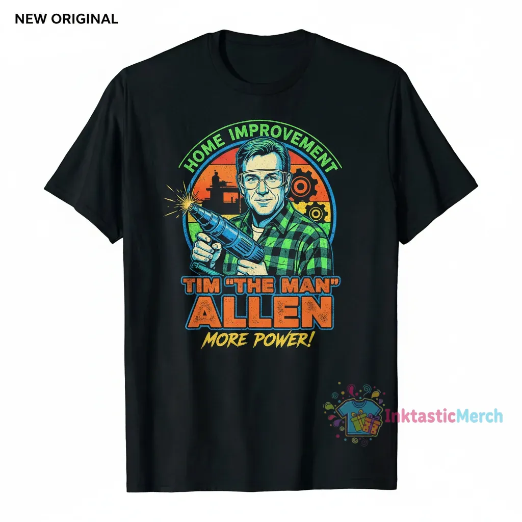 Tim Allen Vintage Graphic T-Shirt | Tim the Tool Man Allen Men's Heavyweight Cotton Tee | Black, Size S 1 Tim Allen Vintage Graphic T-Shirt | Tim the Tool Man Allen Men's Heavyweight Cotton Tee | Black, Size S
