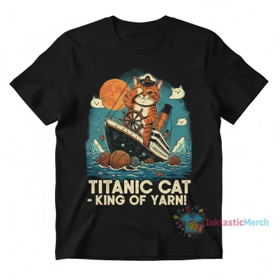 Titanic Cat Funny Cat Lover Men Women T-Shirt Funny Gift, Titanic Shirt Gift For Fan, Cat Titanic Shirt Men's Blank Classic T-shirt (No Design)