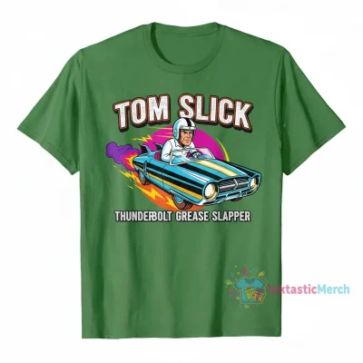 Tribute to Jay d Cartoons Tom Slick in the Thunderbolt Grease Slapper with Logotype T-Shirts Men's Classic T-shirt 4XL Eucalyptus