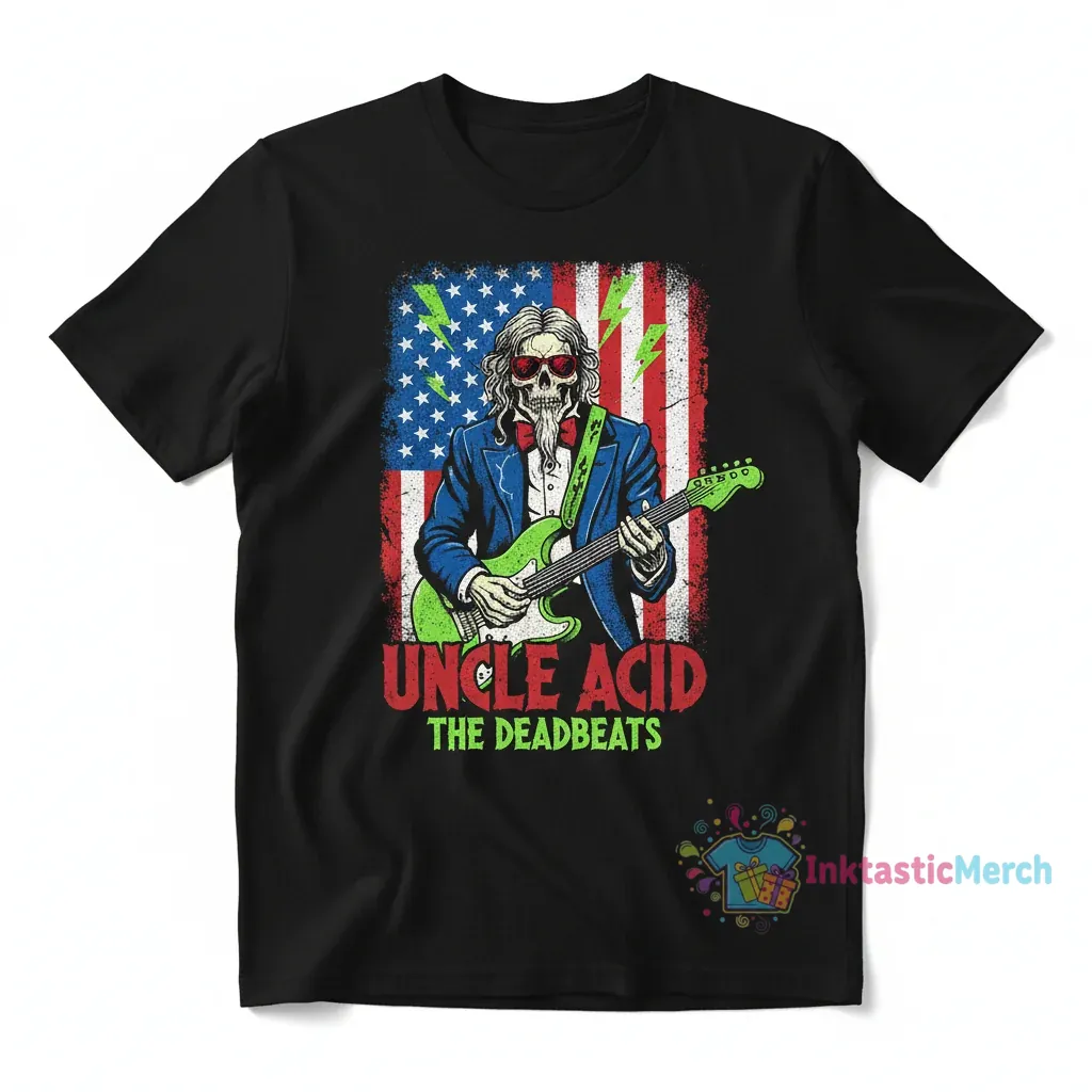 Uncle Acid The Deadbeats USA Flag Tee 1 Uncle Acid The Deadbeats USA Flag Tee