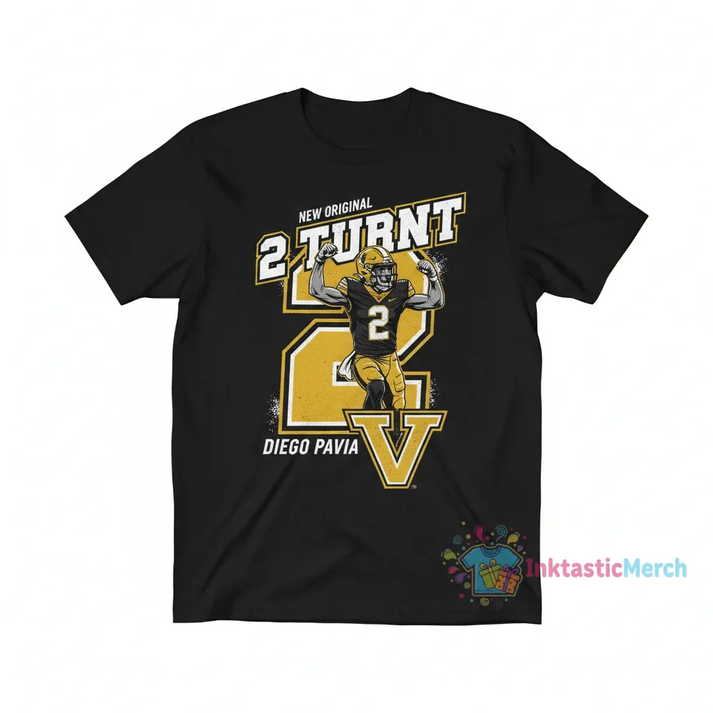 Vanderbilt Commodores Football Diego Pavia "2 Turnt" T-Shirt 1 Vanderbilt Commodores Football Diego Pavia "2 Turnt" T-Shirt