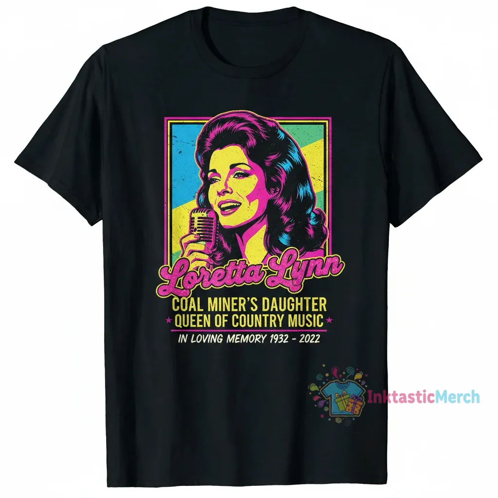 Vintage 90s Loretta Lynn "Queen of Country Music" Tribute T-Shirt - Black, Size S 1 Vintage 90s Loretta Lynn "Queen of Country Music" Tribute T-Shirt - Black, Size S