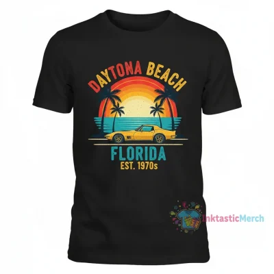Vintage Retro Daytona Beach Florida Men's Heavyweight T-Shirt - Black (S)
