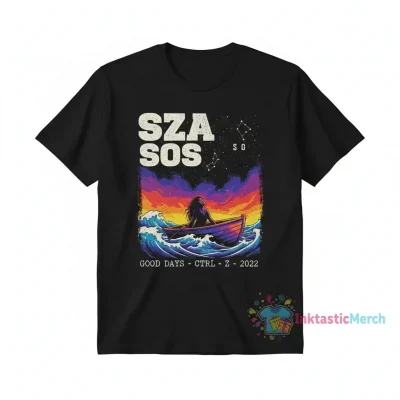 Vintage SZA SOS Album Cover T-Shirt - Men's Heavyweight Black
