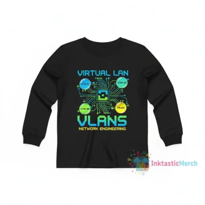Youth Classic Long Sleeve T-Shirt - Network Engineering VLAN Design - Black
