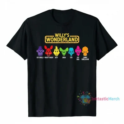 Willy's Wonderland Characters Men's Heavyweight Black T-Shirt (Size S)
