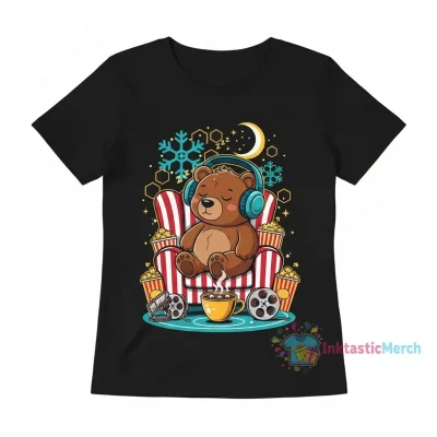 Unisex "Hibernate Bear" Funny Movie Night Baseball Jacket - Black, Men's M