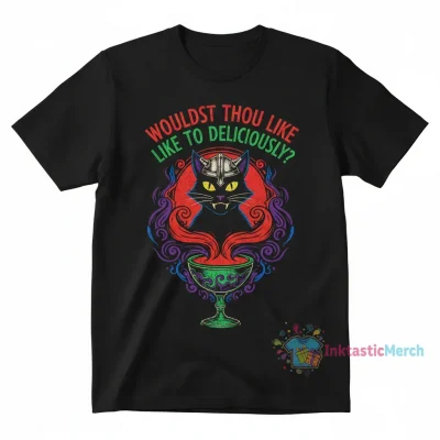 Live Deliciously Cat T-Shirt - Witchy Gothic Apparel