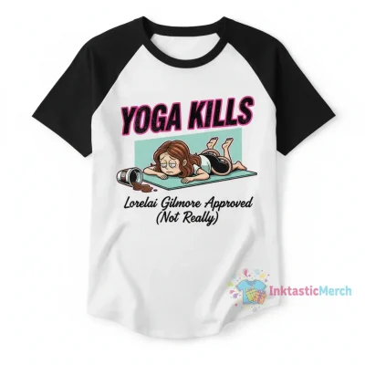 Yoga Kills Raglan - Lorelai Gilmore Yoga Kills Baseball Tee Men's S White/Black