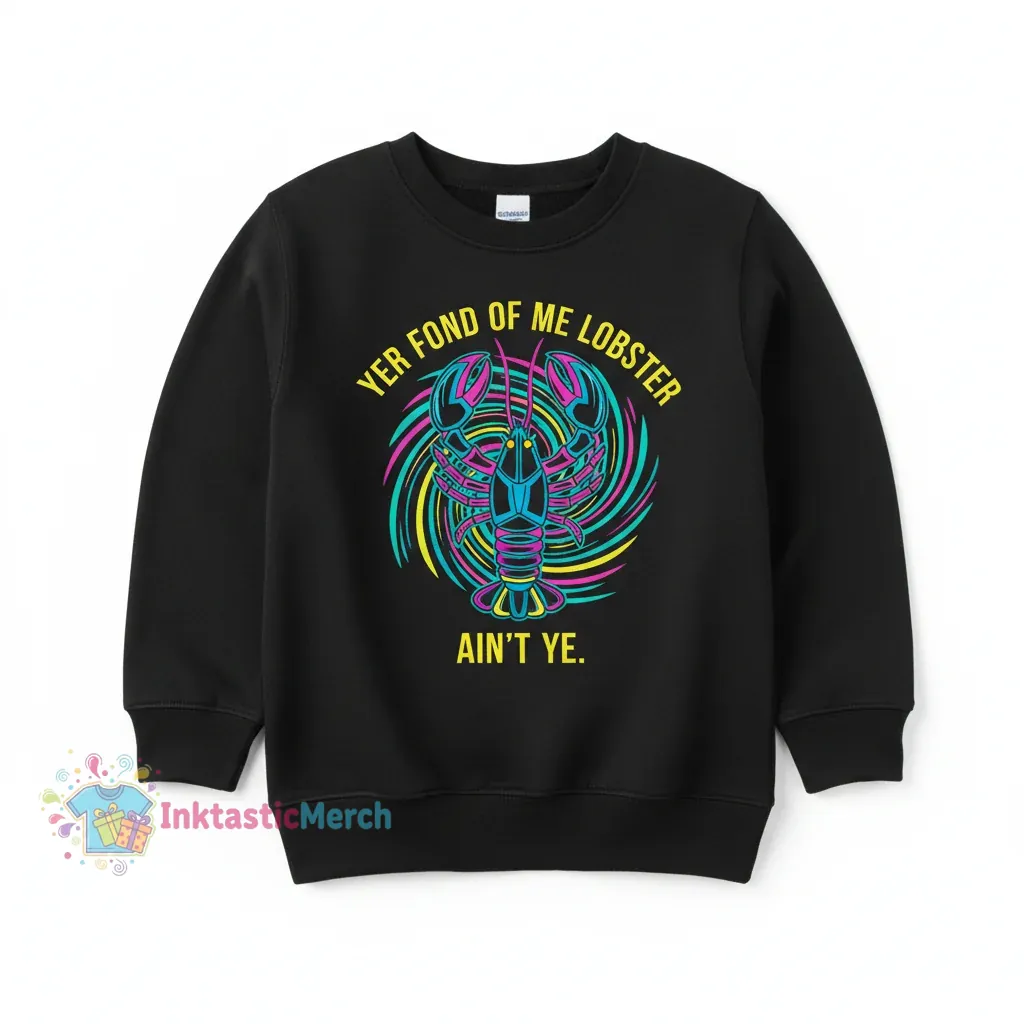 Yer Fond Of Me Lobster Crewneck Sweatshirt - Kids' 4T Black 1 Yer Fond Of Me Lobster Crewneck Sweatshirt - Kids' 4T Black