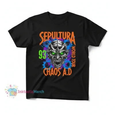 SEPULTURA CHAOS A.D. 1993 Tour T-Shirt - Classic Black Metal Band Tee