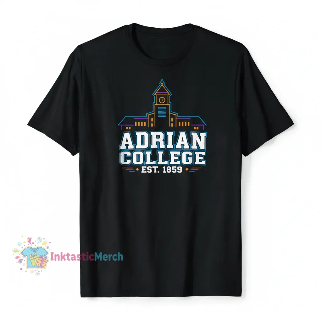 Adrian College Since 1859 Men's Heavyweight T-Shirt - Black, Size S 1 Adrian College Since 1859 Men's Heavyweight T-Shirt - Black, Size S