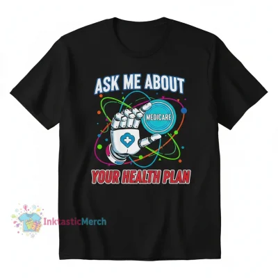 Ask Me About Medicare T-Shirt - Men's Heavyweight Cotton - Black, Size S
