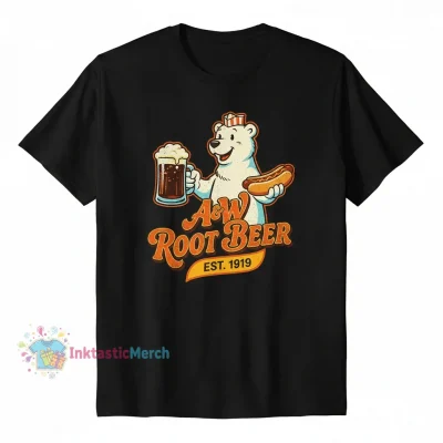 A&W Vintage Root Beer Men's Heavyweight T-Shirt - Black, Size S