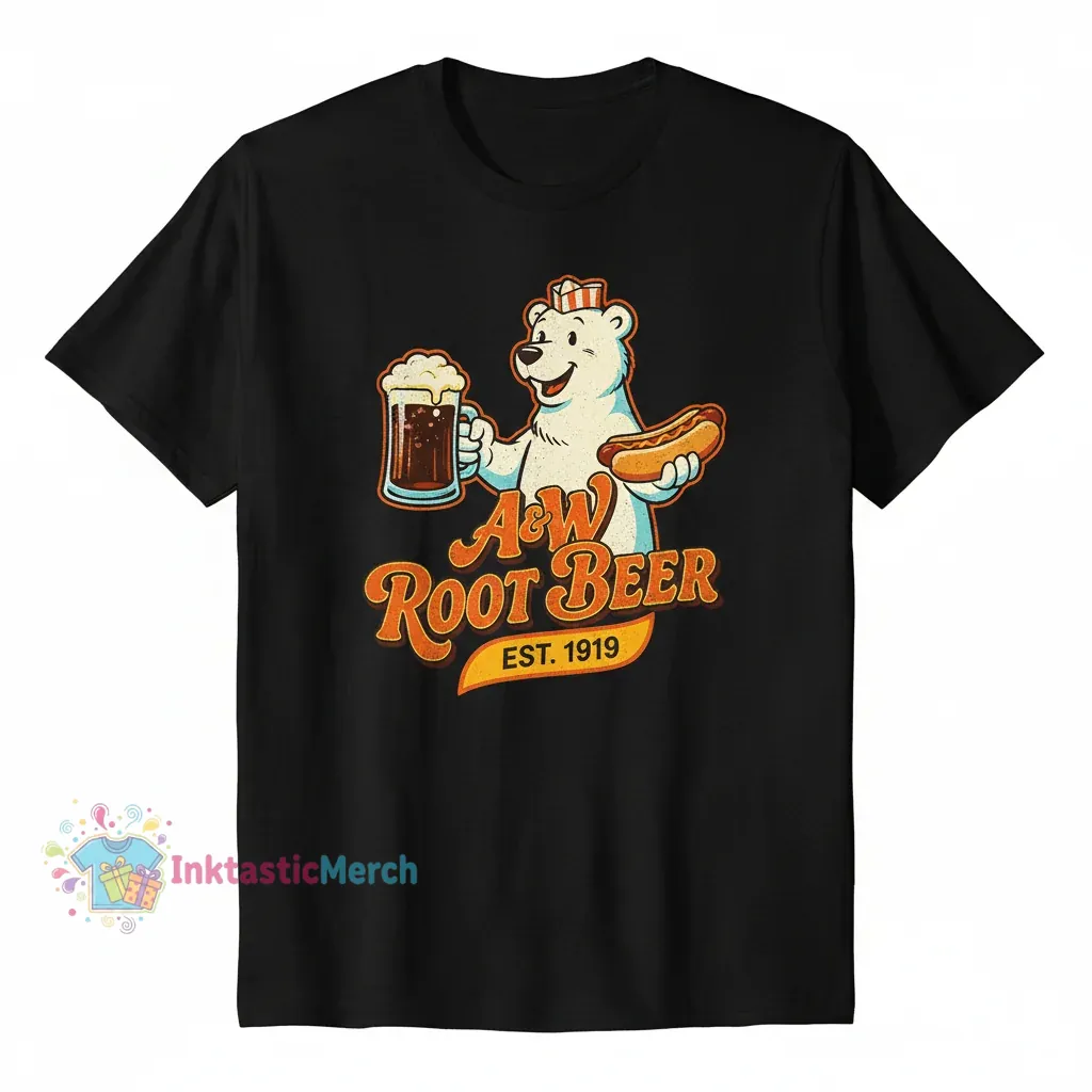 A&W Vintage Root Beer Men's Heavyweight T-Shirt - Black, Size S 1 A&W Vintage Root Beer Men's Heavyweight T-Shirt - Black, Size S