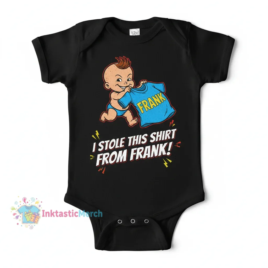 Billy Madison "I Stole This Shirt From Frank" Kids' Short Sleeve Onesie - 12M Black 1 Billy Madison "I Stole This Shirt From Frank" Kids' Short Sleeve Onesie - 12M Black