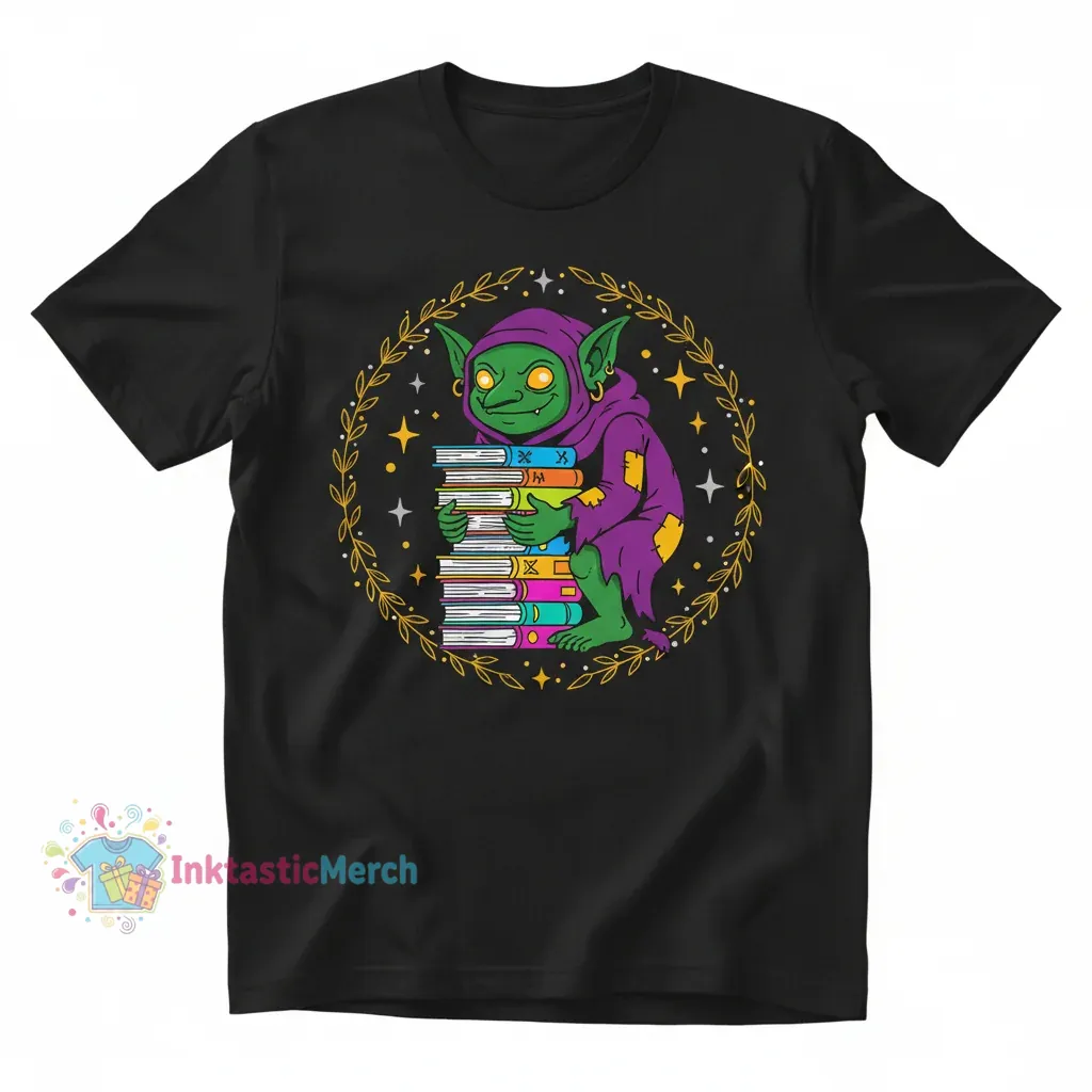 Book Goblin Men's Heavyweight T-Shirt - Black, Size S 1 Book Goblin Men's Heavyweight T-Shirt - Black, Size S