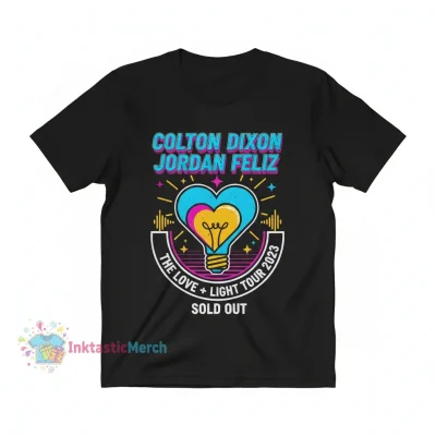 Colton Dixon & Jordan Feliz Love + Light Tour 2023 Men's Black Heavyweight T-Shirt - Size S