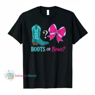 Cute Boots or Bows Gender Reveal Party T-Shirt - Men's Heavyweight Tee - Black, Size S