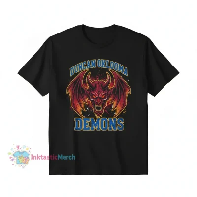 Duncan Demons High School Heavyweight T-Shirt - Youth XL Black
