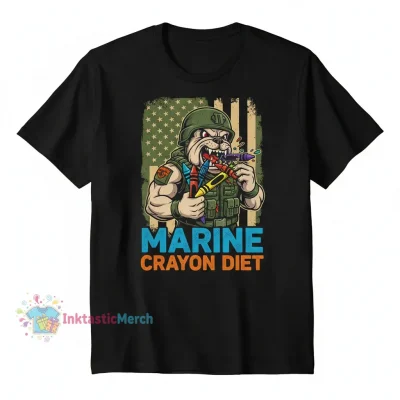 Funny Marine Crayon Eater T-Shirt - Men's Heavyweight Cotton - Black, Size S