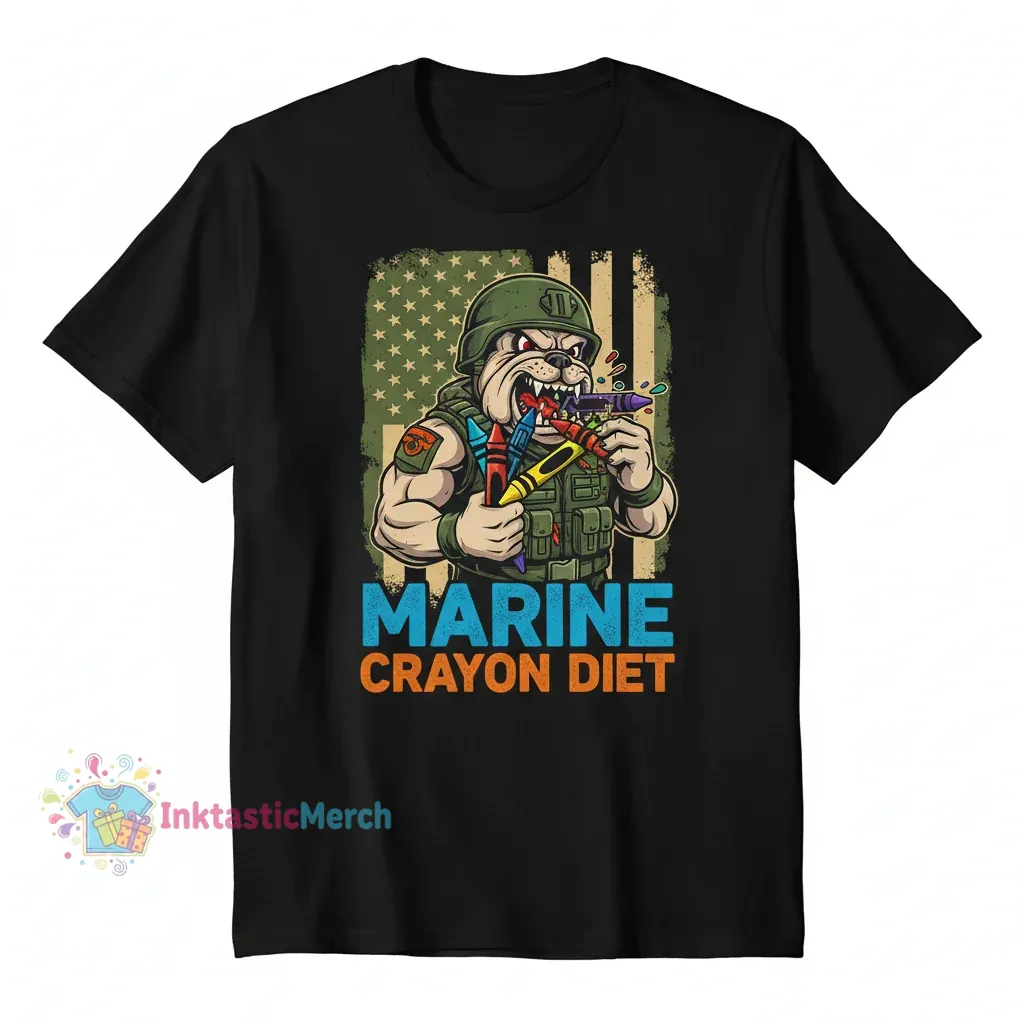 Funny Marine Crayon Eater T-Shirt - Men's Heavyweight Cotton - Black, Size S 1 Funny Marine Crayon Eater T-Shirt - Men's Heavyweight Cotton - Black, Size S